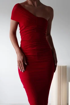 Sania Bodycon Midi Dress | Red