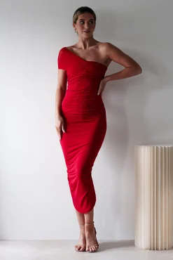 Sania Bodycon Midi Dress | Red
