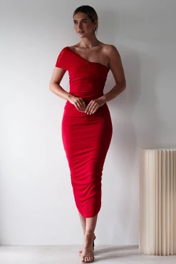 Sania Bodycon Midi Dress | Red