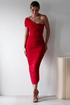 Sania Bodycon Midi Dress | Red
