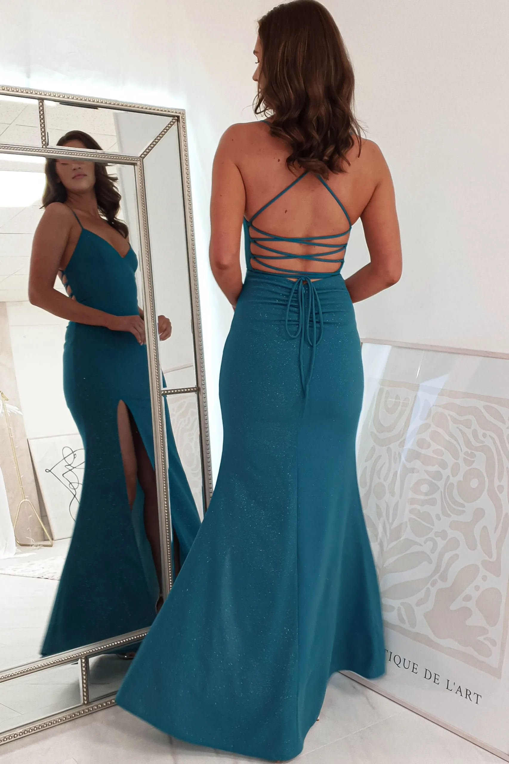 Saraid Glitter Gown | Teal