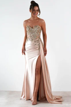Saraya Bodycon Embellished Gown | Gold