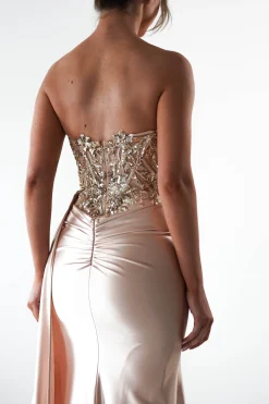 Saraya Bodycon Embellished Gown | Gold
