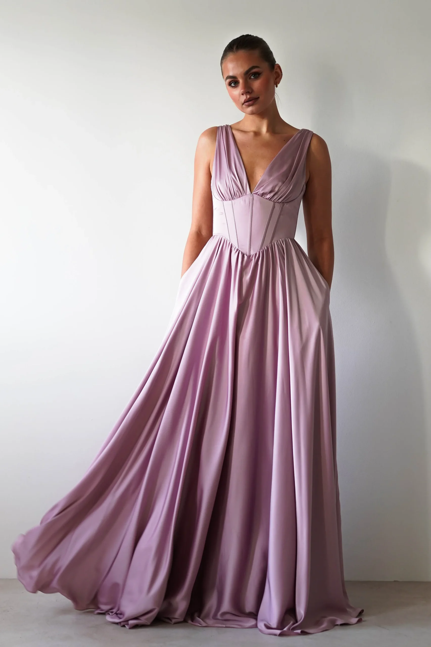 Scarlette Soft Satin Maxi Gown | Mauve
