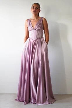 Scarlette Soft Satin Maxi Gown | Mauve