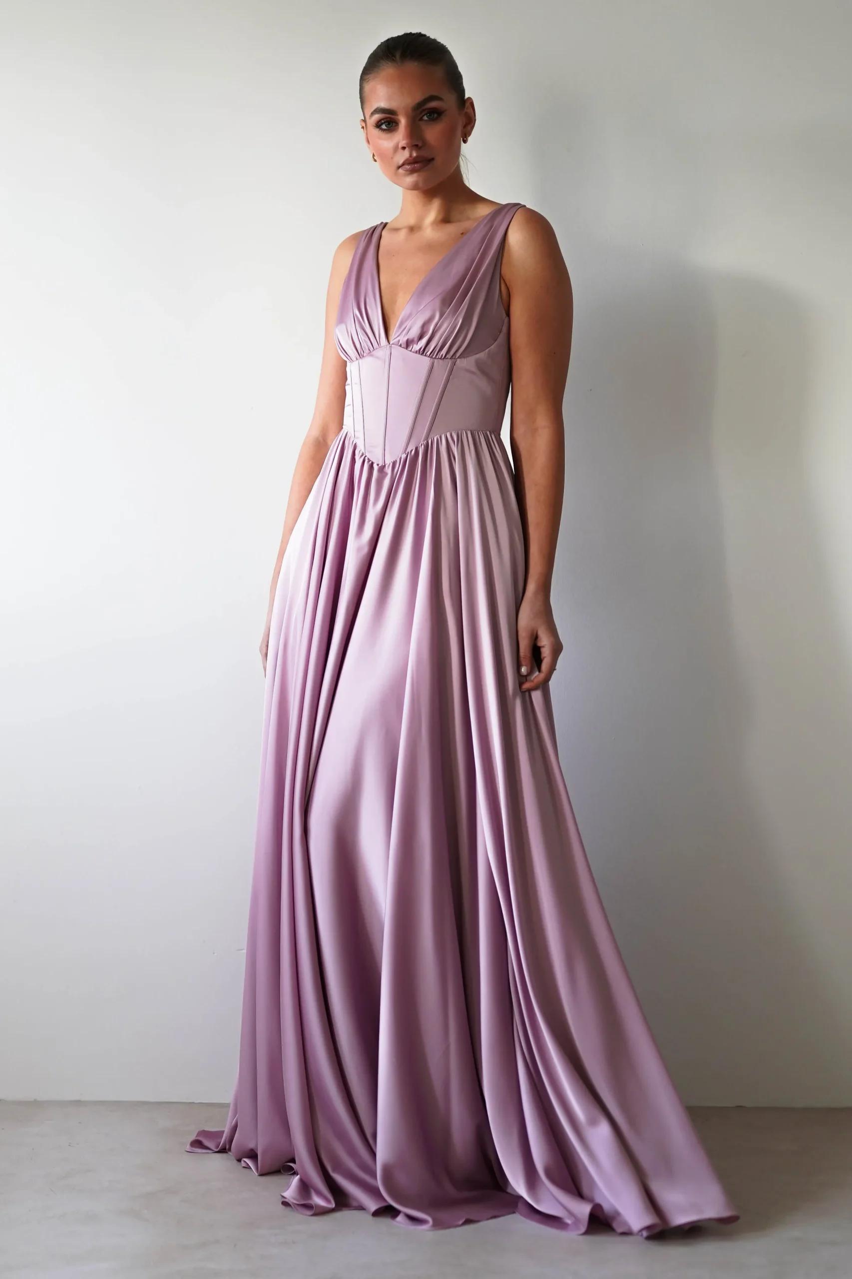 Scarlette Soft Satin Maxi Gown | Mauve