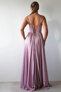 Scarlette Soft Satin Maxi Gown | Mauve