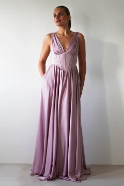 Scarlette Soft Satin Maxi Gown | Mauve