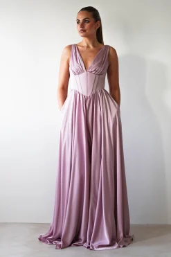 Scarlette Soft Satin Maxi Gown | Mauve