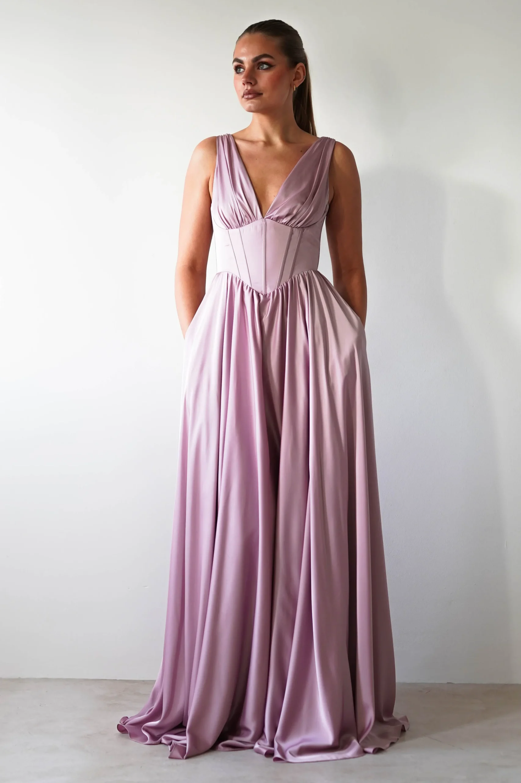 Scarlette Soft Satin Maxi Gown | Mauve