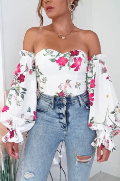 Shani Off The Shoulder Top/Bodysuit | Mixed Print
