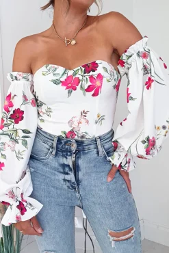 Shani Off The Shoulder Top/Bodysuit | Mixed Print