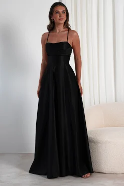 Shantal Satin Gown | Black