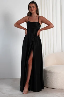 Shantal Satin Gown | Black