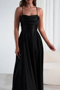 Shantal Satin Gown | Black