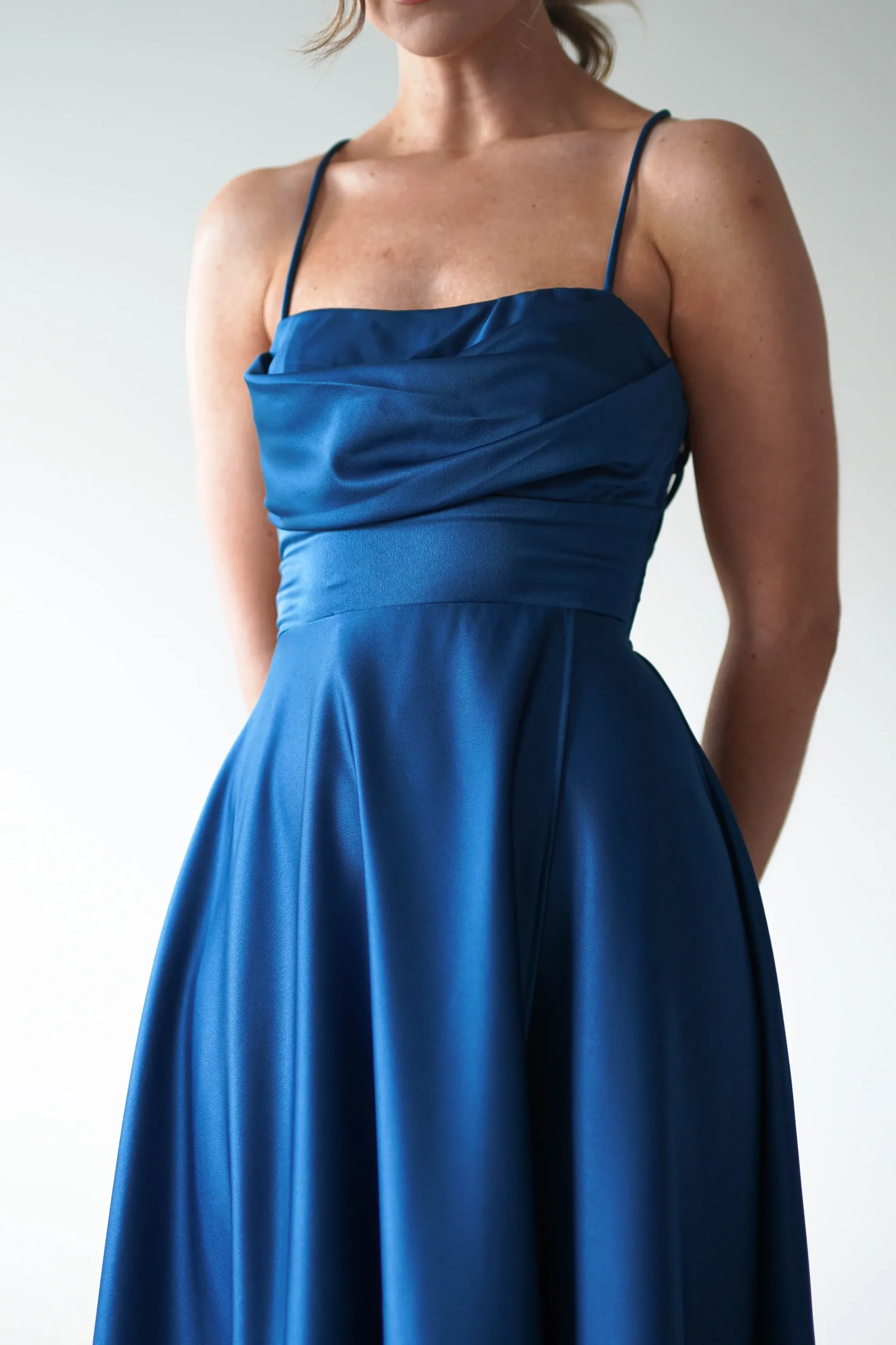 Shantal Satin Gown | Ocean Teal Blue