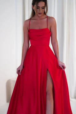Shantal Satin Gown | Red