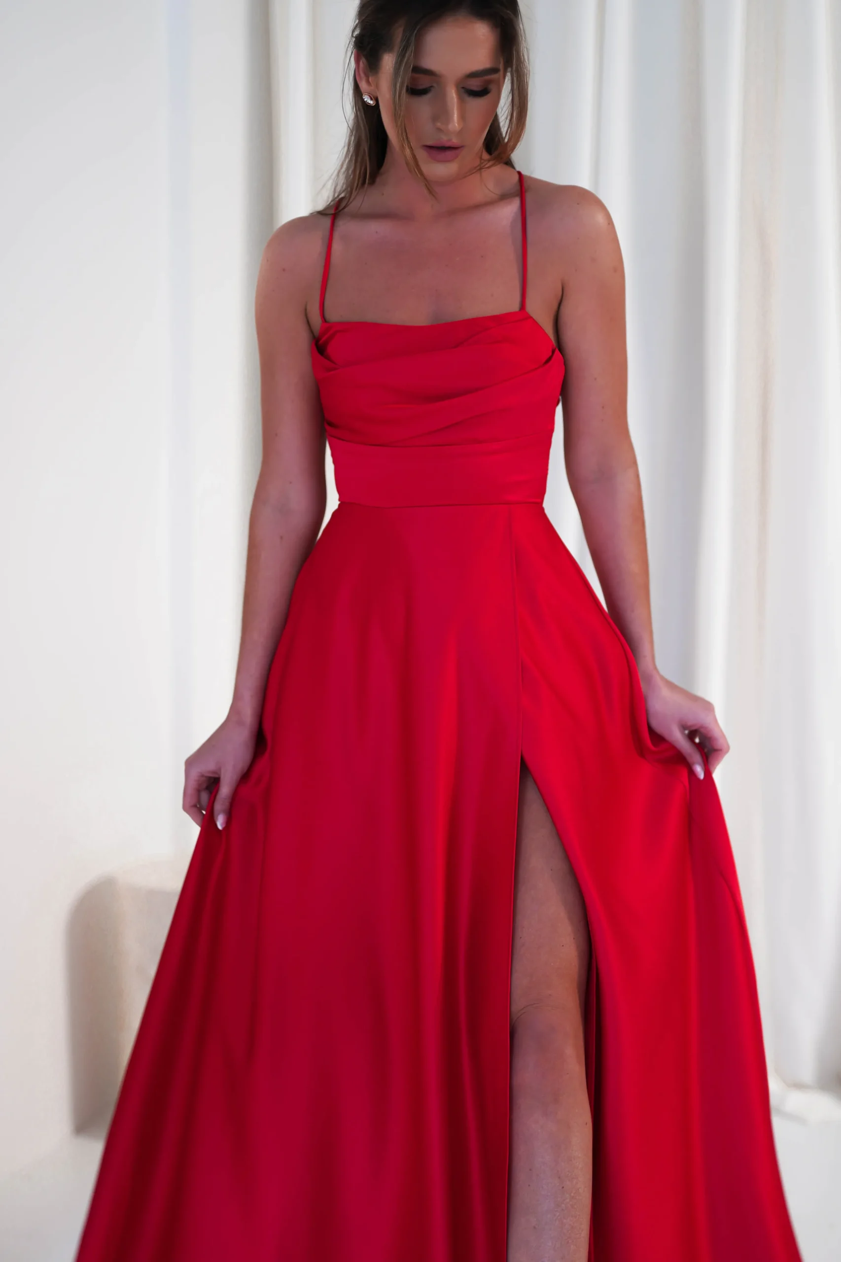 Shantal Satin Gown | Red