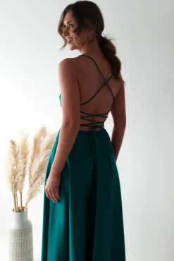 Shantal Satin Gown | Teal Green