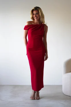 Shayna Off The Shouler Midaxi | Red
