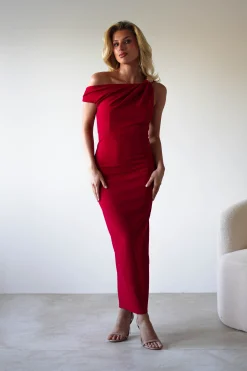 Shayna Off The Shouler Midaxi | Red