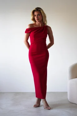 Shayna Off The Shouler Midaxi | Red