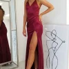 Simone Satin Gown | Burgundy
