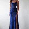 Stefani Rhinestone Bodice Gown | Navy