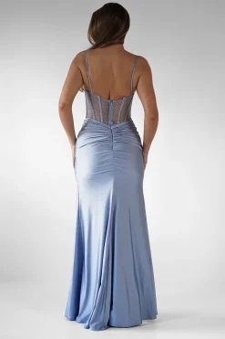 Stefani Rhinestone Bodice Gown | Blue
