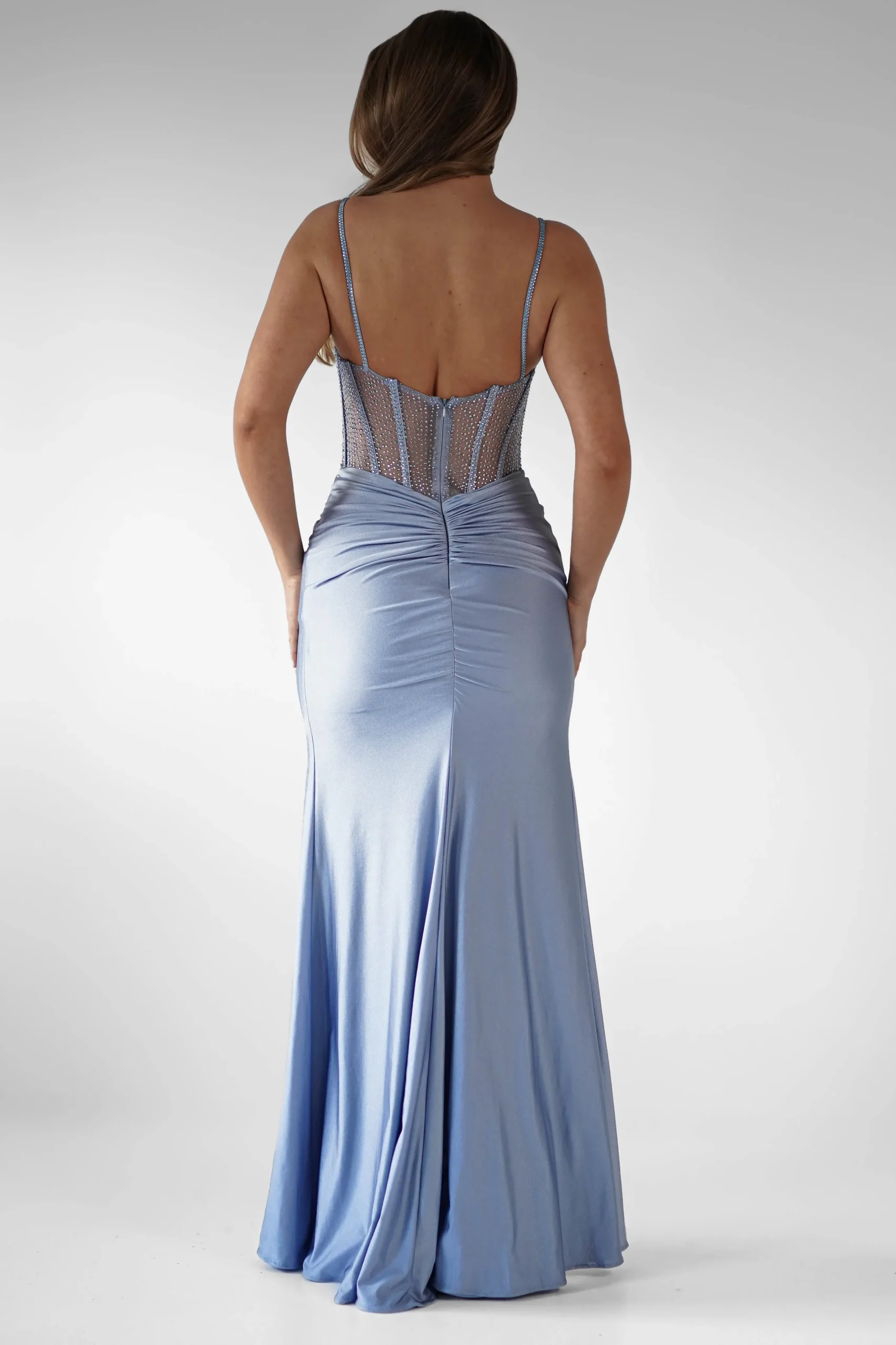Stefani Rhinestone Bodice Gown | Blue