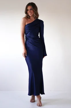 Sylvana Silky Maxi Dress | Navy