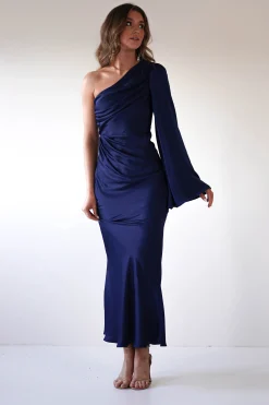 Sylvana Silky Maxi Dress | Navy