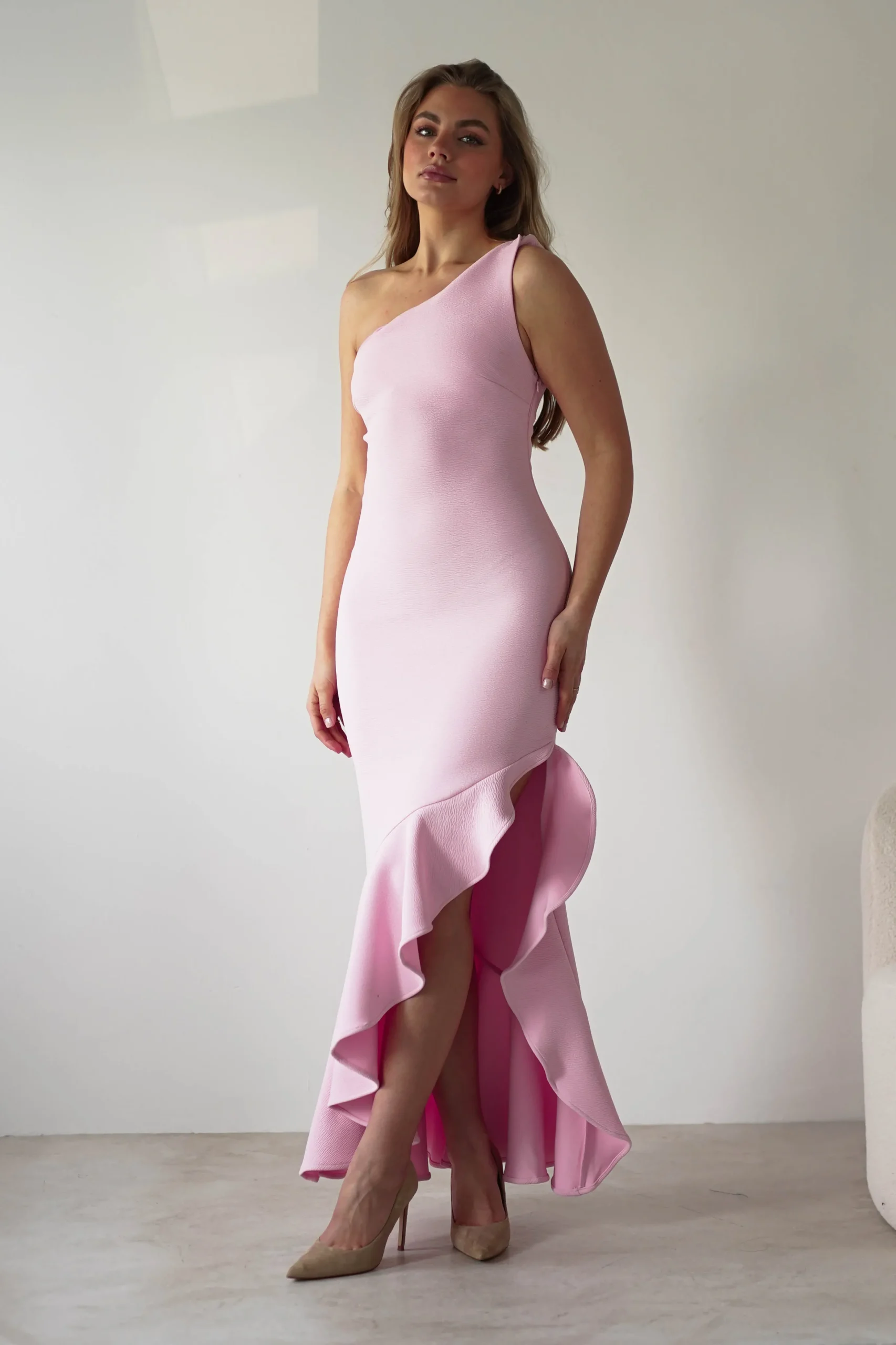 Tabitha Textured Bodycon Midaxi Dress | Pink