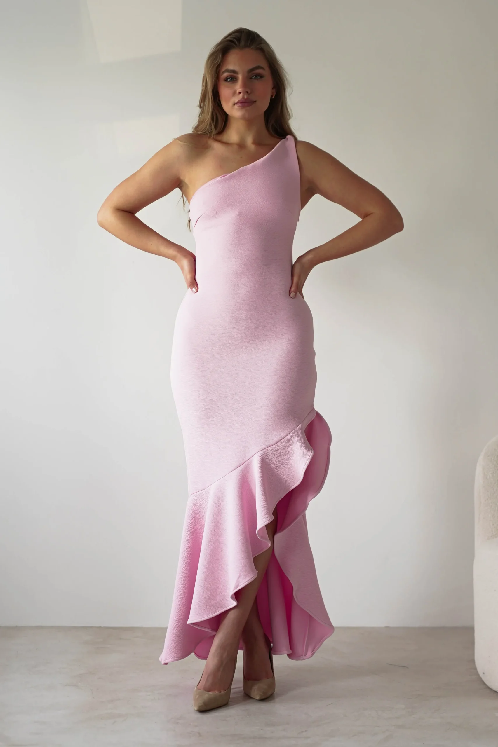 Tabitha Textured Bodycon Midaxi Dress | Pink