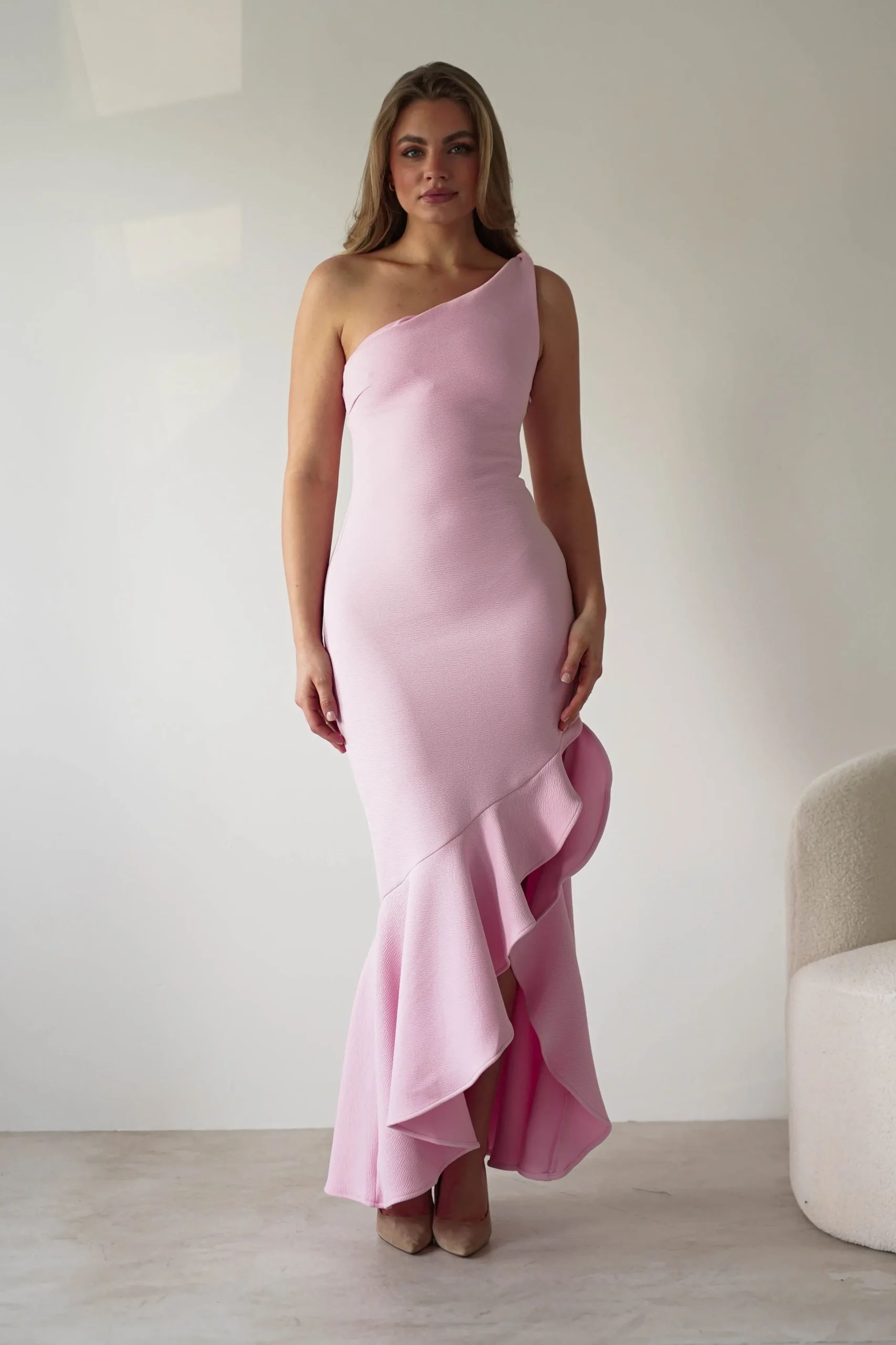 Tabitha Textured Bodycon Midaxi Dress | Pink