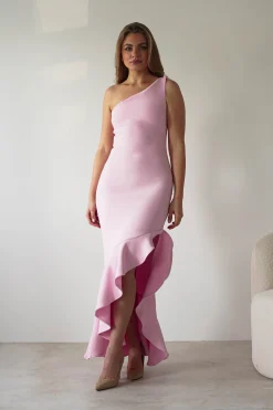 Tabitha Textured Bodycon Midaxi Dress | Pink