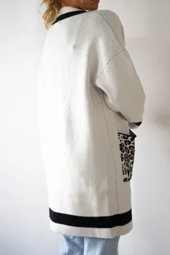Tadriah Leopard Print Detail Cardigan