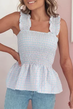 Tammy Gingham Peplum Top