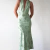Tara Floral Jacquard Maxi Dress | Light Green