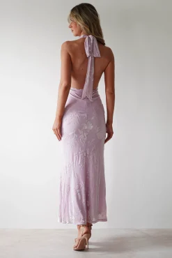 Tara Floral Jacquard Maxi Dress | Light Lilac