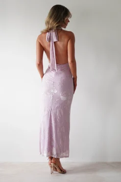 Tara Floral Jacquard Maxi Dress | Light Lilac