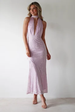 Tara Floral Jacquard Maxi Dress | Light Lilac