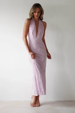 Tara Floral Jacquard Maxi Dress | Light Lilac