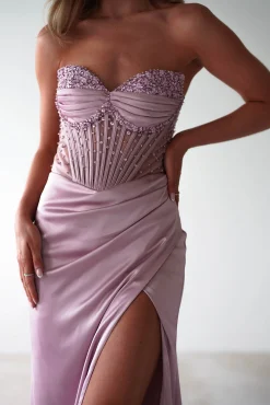Theodora Strapless Embellished Gown | Mauve