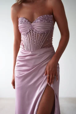 Theodora Strapless Embellished Gown | Mauve