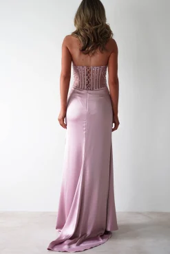 Theodora Strapless Embellished Gown | Mauve