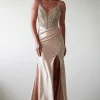 Tiah Glitter Embellished Gown | Gold