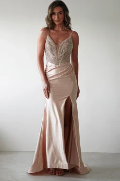 Tiah Glitter Embellished Gown | Gold