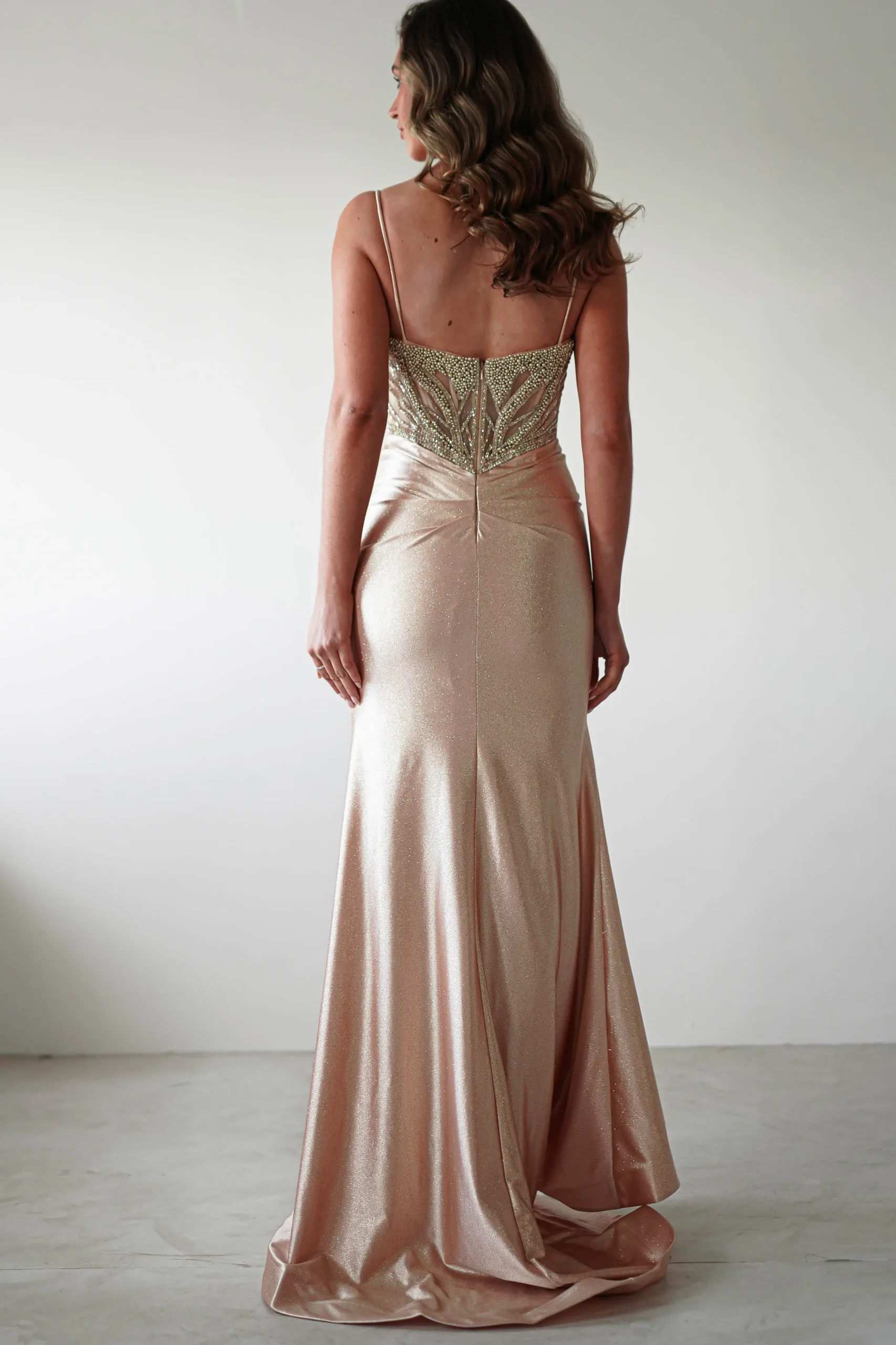 Tiah Glitter Embellished Gown | Gold