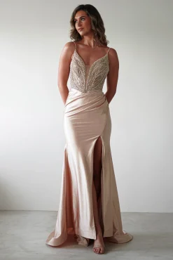 Tiah Glitter Embellished Gown | Gold